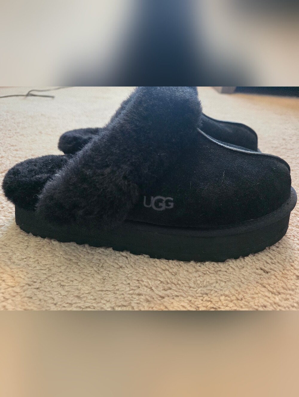 UGG Disquette Platform Slippers In Black Women 10 Like New Condition